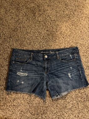 American Eagle Outfitters Dark Wash Distressed Jean Shorts